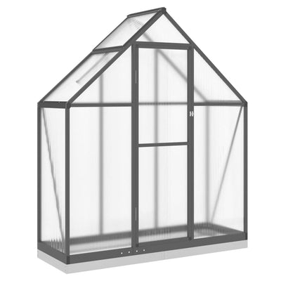 Kasvihuone pohjarungolla antrasiitti 169x58x202 cm alumiini