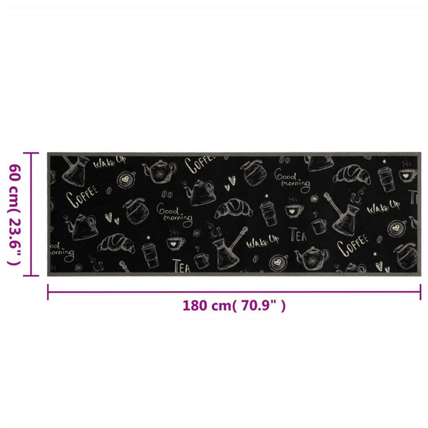 Musta keittiön pestävä lattiamatto morning Bigan 60x180cm (sametti)