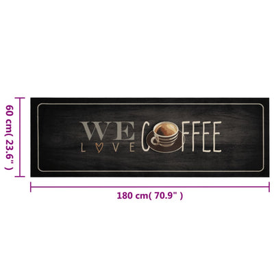 Keittiön pestävä lattiamatto Coffee teksti 60x180 cm sametti