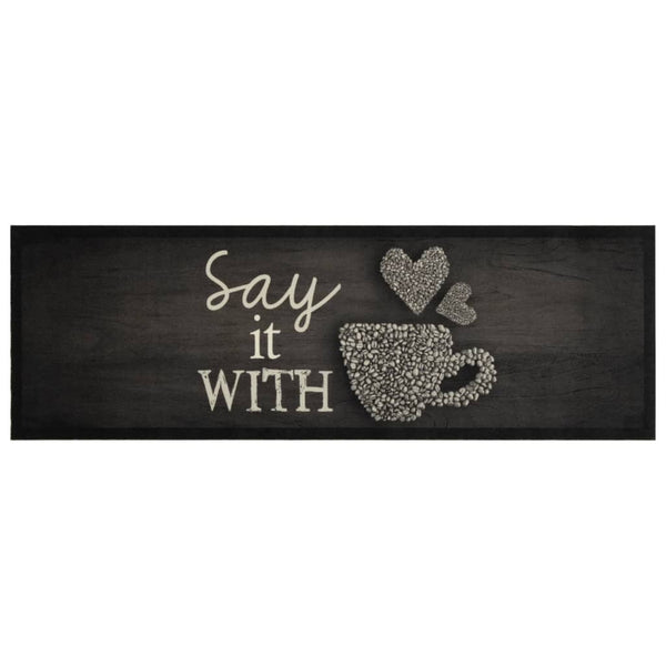 Musta keittiön pestävä lattiamatto kuppi Bigan 60x180cm (sametti)