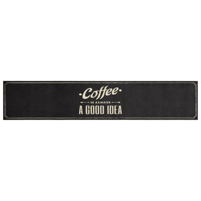 Keittiön pestävä lattiamatto Coffee teksti 60x300 cm sametti