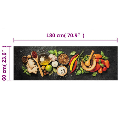 Keittiön pestävä matto mausteet 60x180 cm sametti