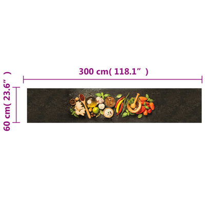 Keittiön pestävä matto mausteet 60x300 cm sametti