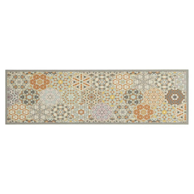 Keittiön pestävä matto Hexagon pastelli 45x150 cm sametti