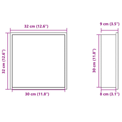 Matta musta suihkuhylly Lungocia 32x32x9cm (ruostumaton teräs)