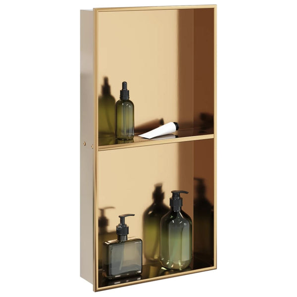 Suihkuhylly harjattu kulta 32x62x9 cm ruostumaton teräs