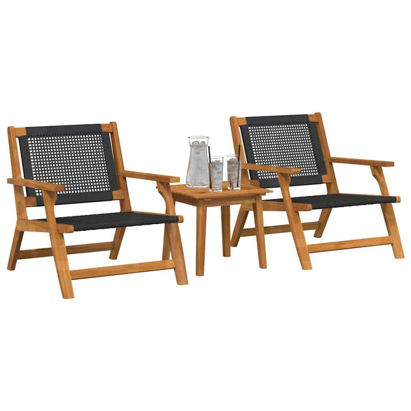 Musta puutarhatuolit pöydällä Ada 45x45x40cm (3 pcs)