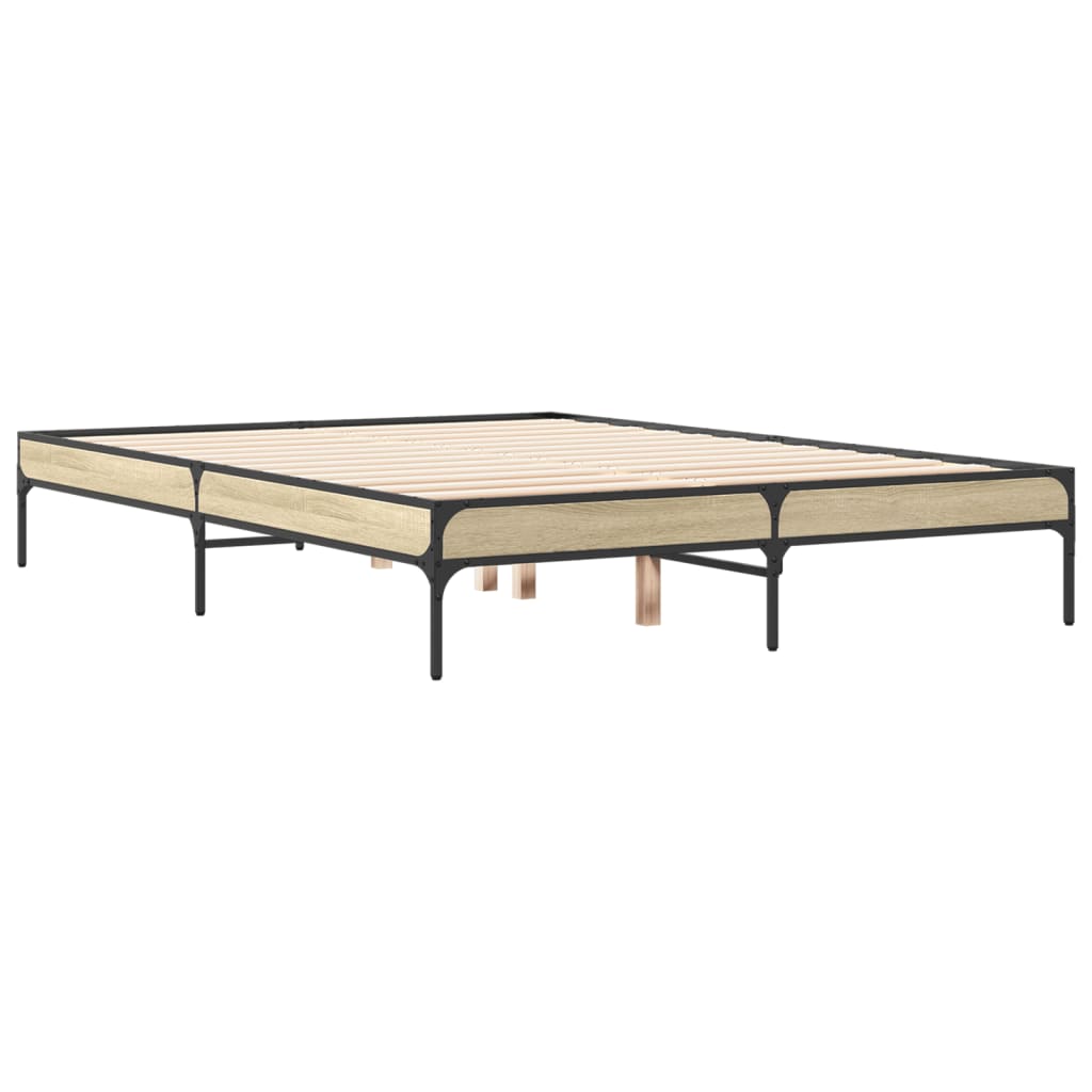 Cierra 140x190cm sängynrunko Sonoma tammesta (puinen ja metalli)
