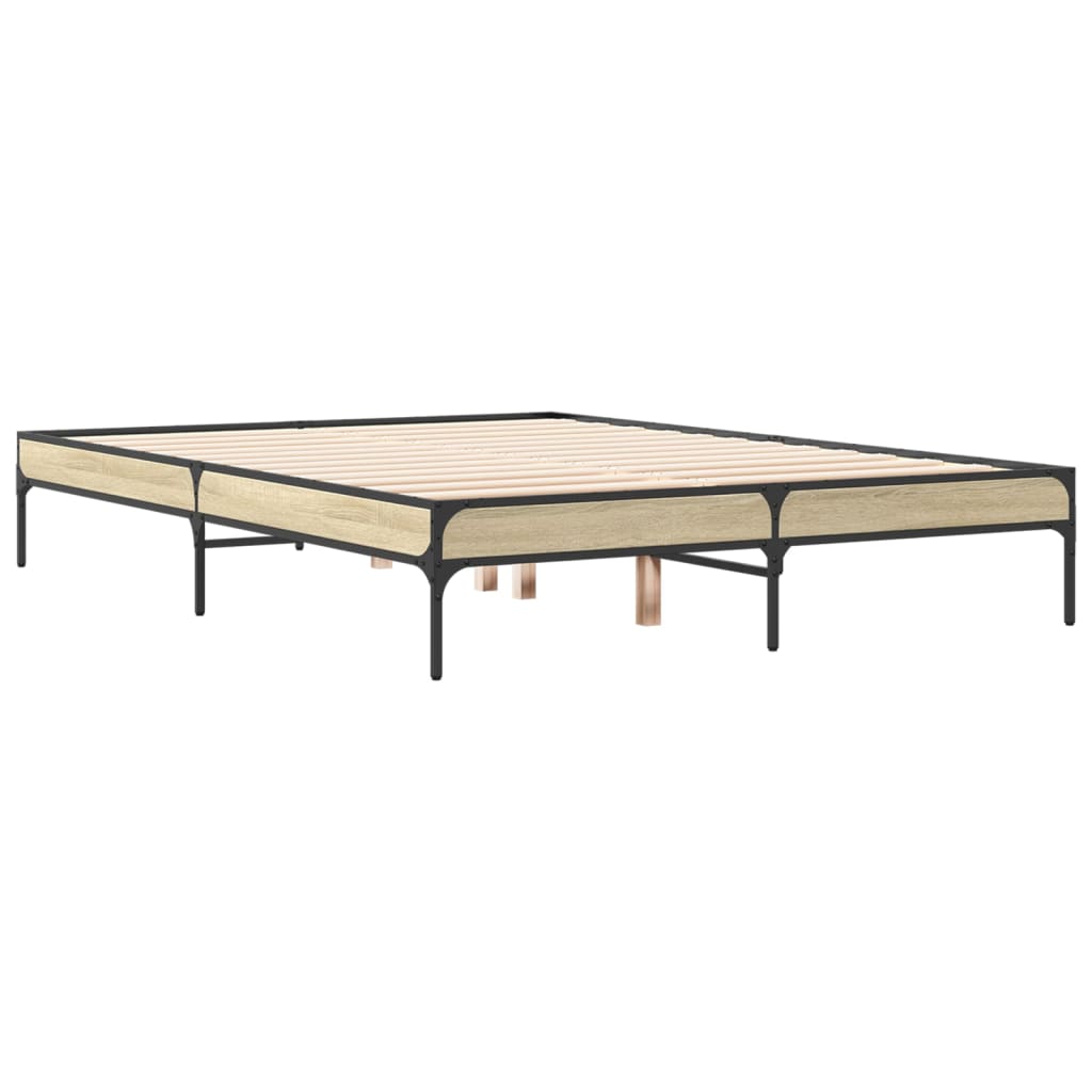 Cierra 140x190cm sängynrunko Sonoma tammesta (puinen ja metalli)