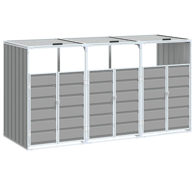 Wheelie Bin Säilytys Triple Bins Harmaa 216x81x115 cm Teräs