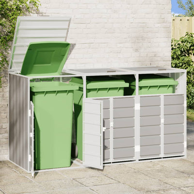 Wheelie Bin Säilytys Triple Bins Harmaa 216x81x115 cm Teräs