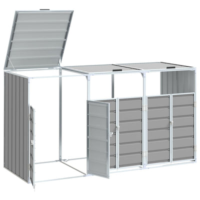 Wheelie Bin Säilytys Triple Bins Harmaa 216x81x115 cm Teräs