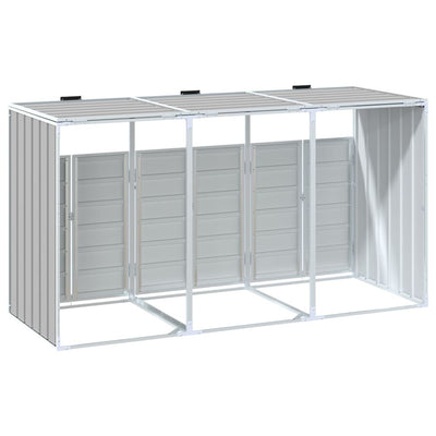 Wheelie Bin Säilytys Triple Bins Harmaa 216x81x115 cm Teräs
