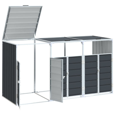 Wheelie Bin Säilytys Triple Bins Antrasiitti 216x81x115cm Teräs