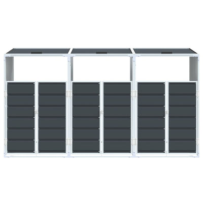 Wheelie Bin Säilytys Triple Bins Antrasiitti 216x81x115cm Teräs