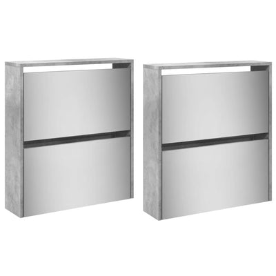 Betoninharmaa kenkäkaappi peilillä 4 tasoinen Delira 63x17x134cm