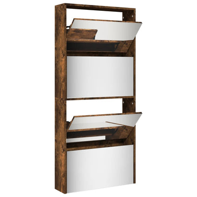 Savutammi kenkäkaappi peilillä 4 tasoa Delira 63x17x134cm