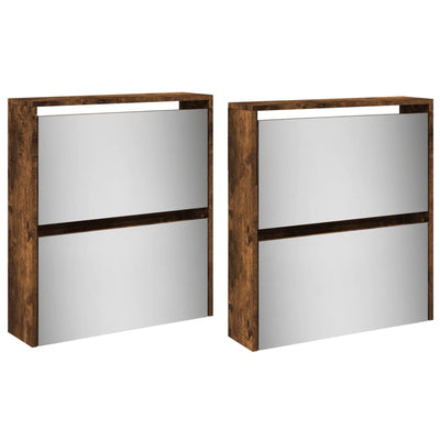 Savutammi kenkäkaappi peilillä 4 tasoa Delira 63x17x134cm