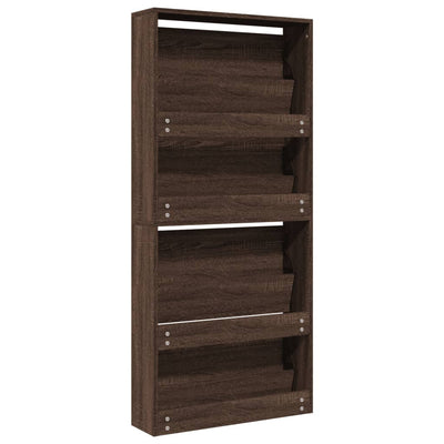 Kenkäkaappi peilillä 4 tasoa ruskea tammi 63x17x134 cm