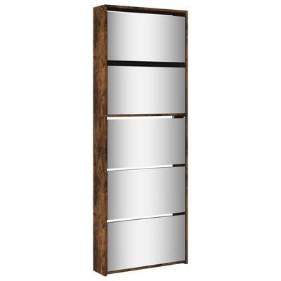 Savutammi kenkäkaappi peilillä Calminica 63x17x169,5cm (5-kerroksinen)