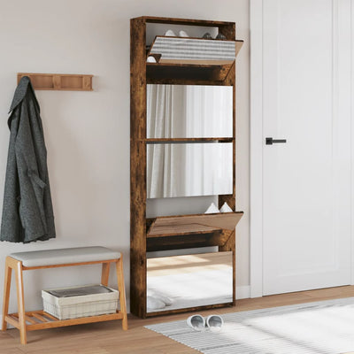 Kenkäkaappi peilillä 5-kerroksinen savutammi 63x17x169,5 cm