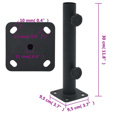 Mattamusta aurinkovarjon jalusta Leonede Ø32/34/38 mm (teräs)