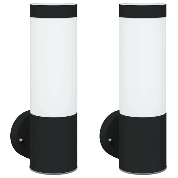 Ulkoisen seinävalon 2 kpl Musta 12 x 8,5 x 27 cm