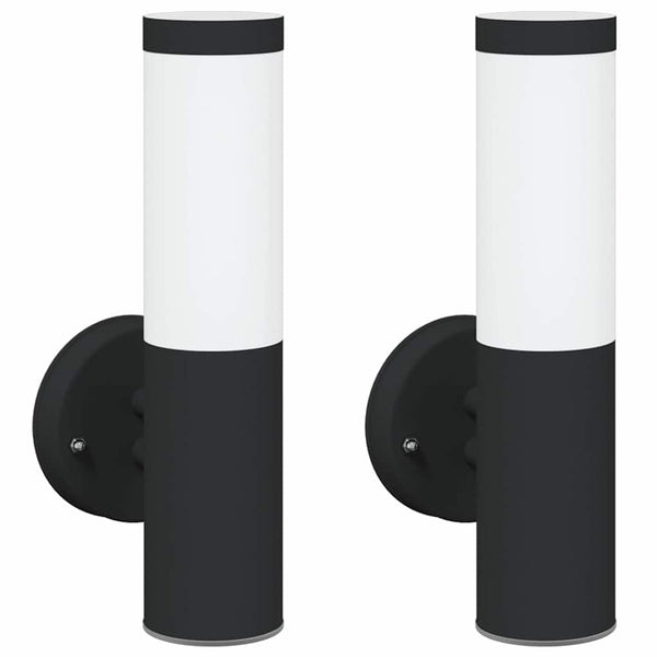 Ulkoisen seinävalon 2 kpl Musta 15 x 7,5 x 33 cm