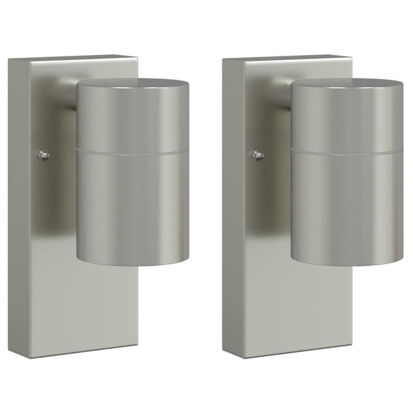 Ulkoisen seinävalon 2 kpl Hopea 6,5 x 10,5 x 16 cm