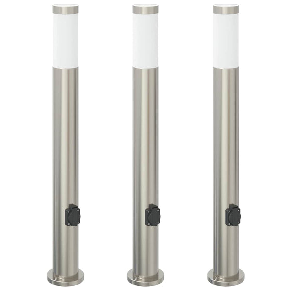 Pollarivalaisimet pistorasialla 3 kpl 80 cm ruostumaton teräs IP44