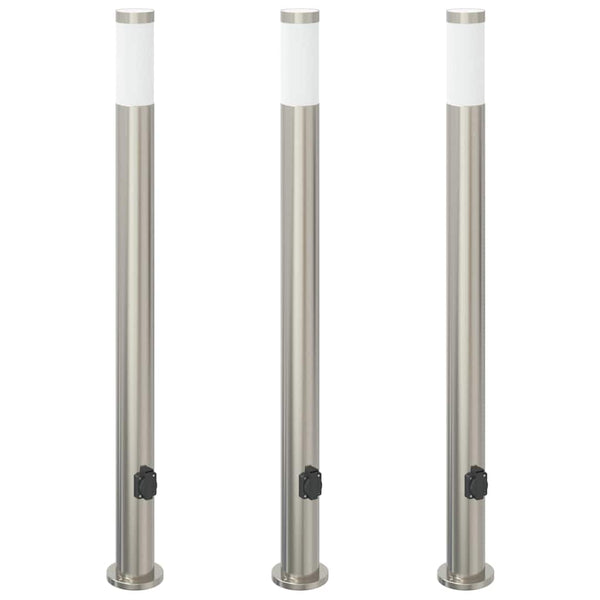 Pollarivalaisimet pistorasialla 3 kpl 110 cm ruostumaton teräs IP44