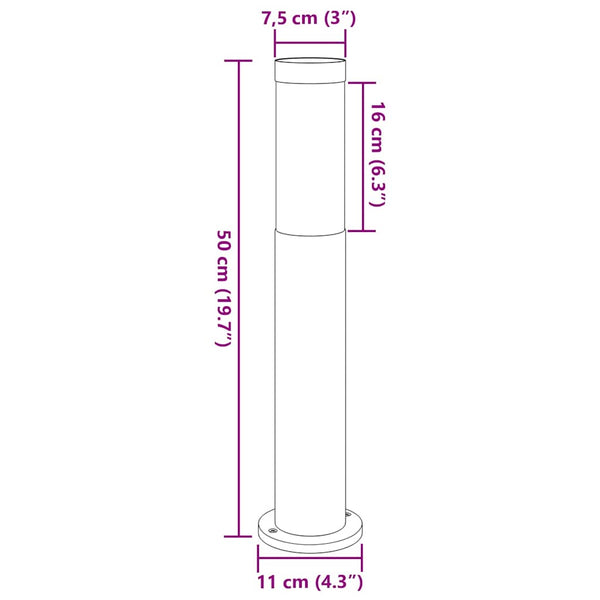 Pollarivalaisimet 3 kpl 50 cm ruostumaton teräs IP44