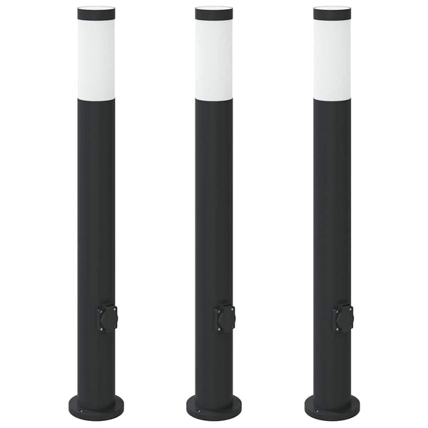 Pollarivalaisimet pistorasialla 3 kpl 80 cm ruostumaton teräs IP44