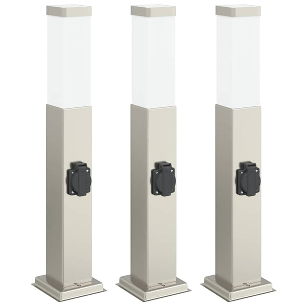Pollarivalaisimet pistorasialla 3 kpl 50 cm ruostumaton teräs IP44