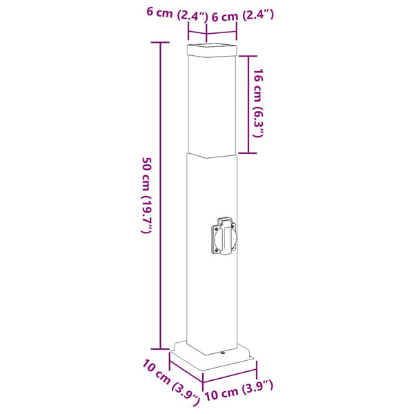 Pollarivalaisimet pistorasialla 3 kpl 50 cm ruostumaton teräs IP44