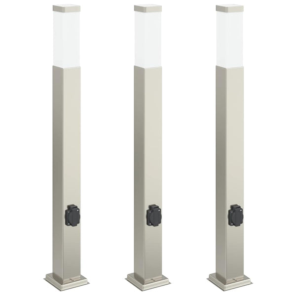Pollarivalaisimet pistorasialla 3 kpl 80 cm ruostumaton teräs IP44