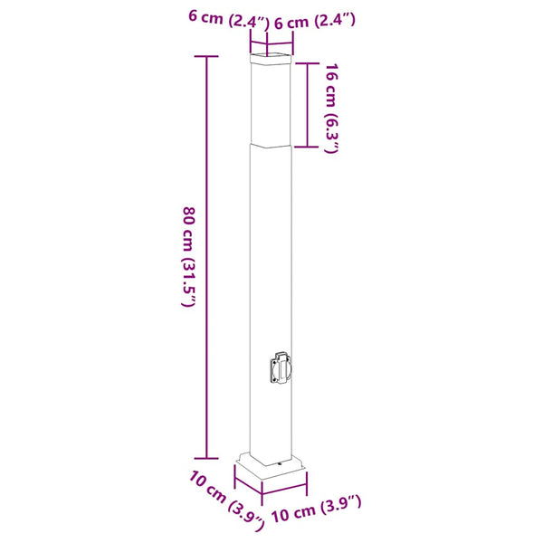 Pollarivalaisimet pistorasialla 3 kpl 80 cm ruostumaton teräs IP44