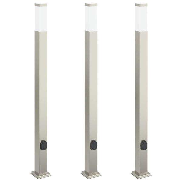 Pollarivalaisimet pistorasialla 3 kpl 110 cm ruostumaton teräs IP44
