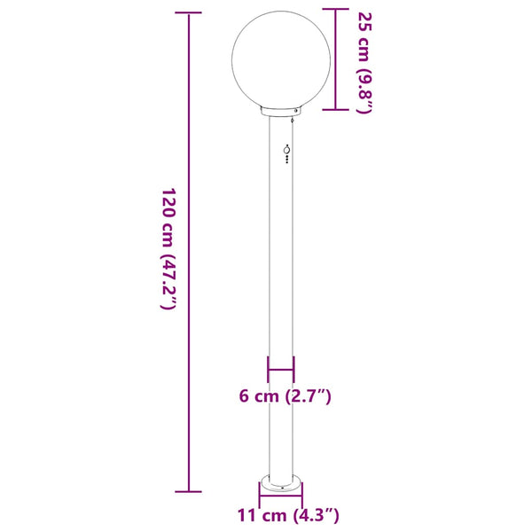 Pollarivalot sensorilla 3 kpl 120 cm ruostumaton teräs IP44