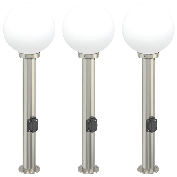 Pollarivalaisimet pistorasialla 3 kpl 80 cm ruostumaton teräs IP44
