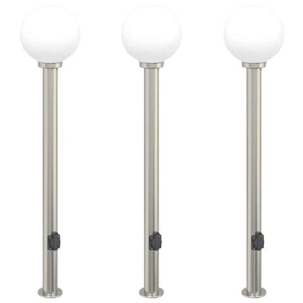 Pollarivalaisimet pistorasialla 3 kpl 120 cm ruostumaton teräs IP44