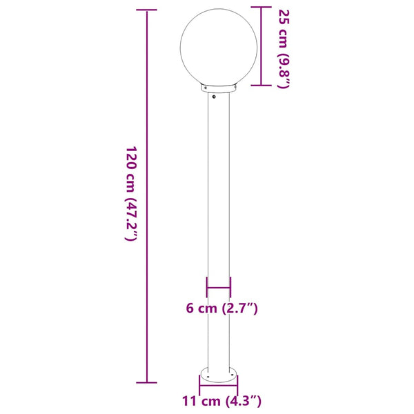 Pollarivalaisimet 3 kpl 120 cm musta IP44