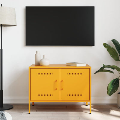 TV-taso sinapinkeltainen 68x39x50,5 cm teräs