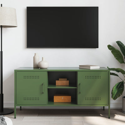 TV-taso oliivinvihreä 100,5x39x50,5 cm teräs
