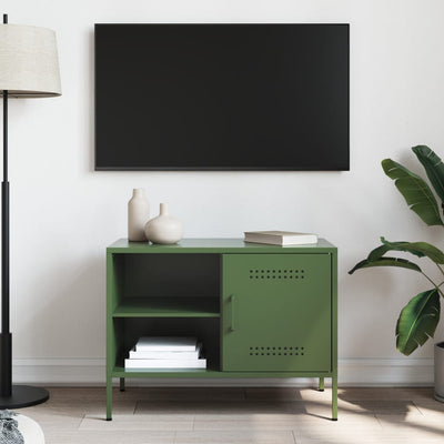 TV-taso oliivinvihreä 68x39x50,5 cm teräs