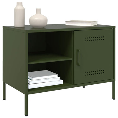 TV-tasot 2 kpl oliivinvihreä 68x39x50,5 cm teräs