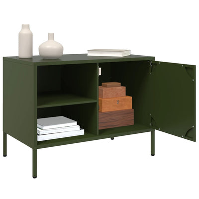 TV-tasot 2 kpl oliivinvihreä 68x39x50,5 cm teräs