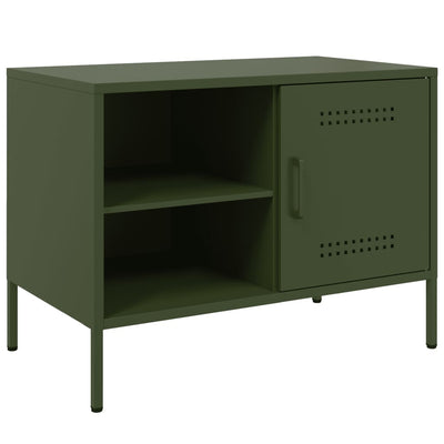 TV-tasot 2 kpl oliivinvihreä 68x39x50,5 cm teräs