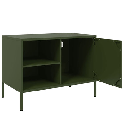 TV-tasot 2 kpl oliivinvihreä 68x39x50,5 cm teräs