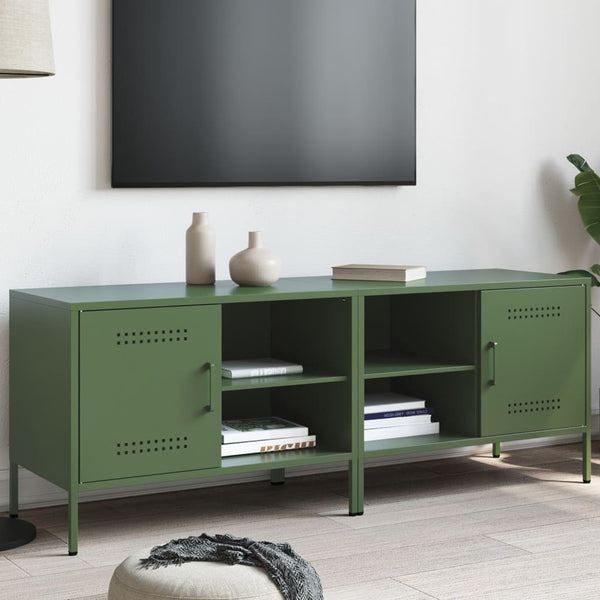 TV-tasot 2 kpl oliivinvihreä 68x39x50,5 cm teräs